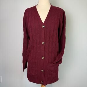 Burgundy Cardigan Tunic Sweater - Women's Size Medium